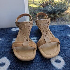 Alfani Tan Wedge Laser-cut Pattern Sandals NWT